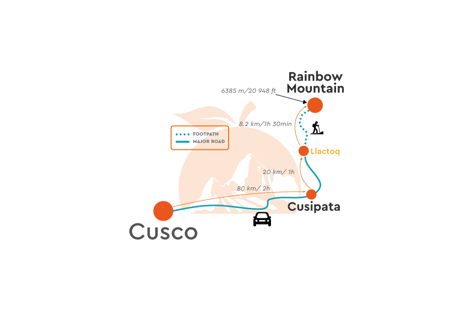 map Rainbow Mountain Trek 1 day - Orange Nation Peru
