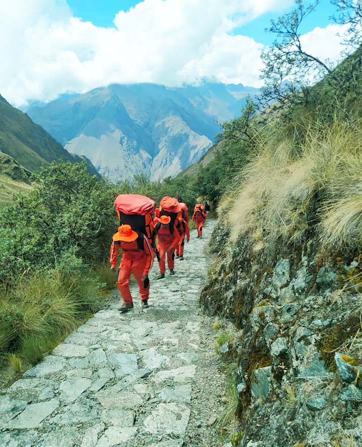 Inca Trail porters with Orange Nation