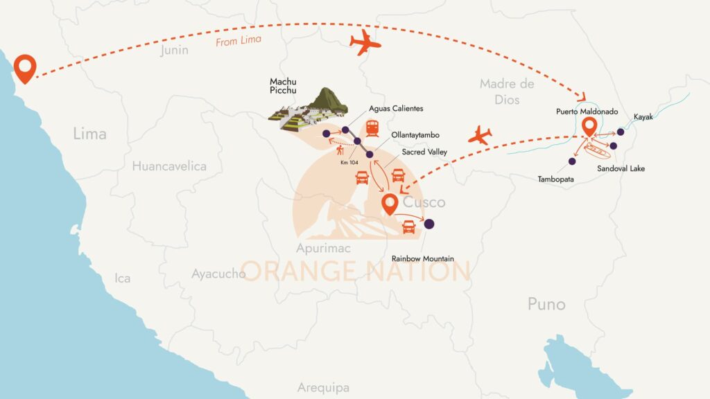 map packages 9 day to machu picchu